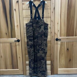 Cabela's Brown Camouflage Field Jumpsuit with Black Straps